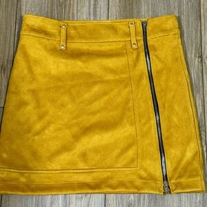 GB Girls Gold Asymmetrical Pencil Faux Suede Skirt With Zipper Detail